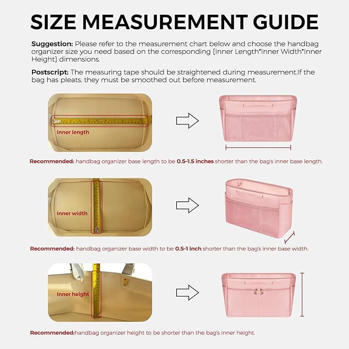 GIVLEFLY Tote Organizer Insert with Multiple Pockets Zipper Purse Dividers with Handle Lightweight Purse Liner with Cup Holder Fit for Longchamp Large Medium Size and Neverful and More (Large,Pink)