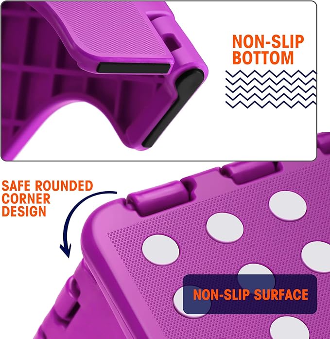 Korpai 9" Folding Step Stool for Adults and Kids Holds Up to 300 lbs,Non-Slip Folding Stools with Portable Handle, Compact Plastic Foldable Step Stool for Bathroom,Bedroom, Kitchen,Purple,1PC