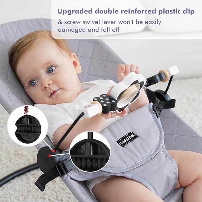 Baby Bjorn Bouncer Toy Bar, Toy for Baby Bouncer Soft & Bliss, Easy to Attach and Remove, Child-Friendly Materials, Exciting Design for Curious Babies, Black and White Flowers