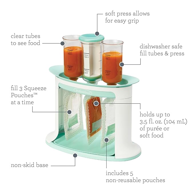 Infantino Squeeze Station for Homemade Baby Food, Pouch Filling Station for Puree Food for Babies and Toddlers, Dishwasher Safe and BPA-Free