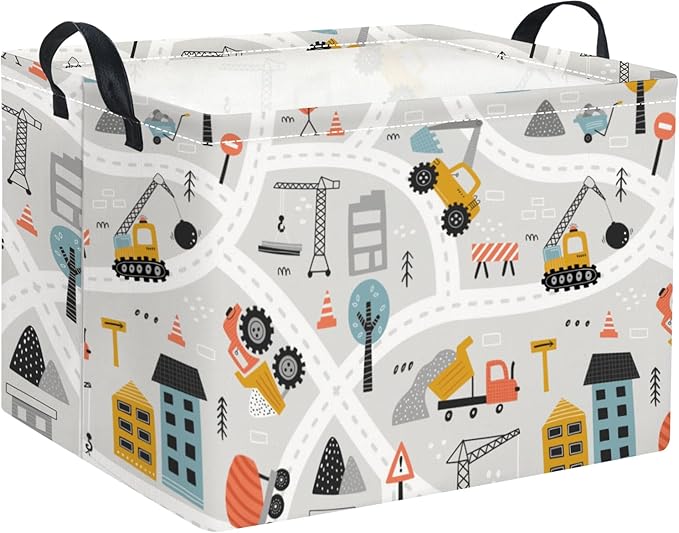 TIBAOLOVER Rectangular Baby Kids Storage Basket for Home Kitchen Girls Cute Storage Bin Organizer Shelf Book Room Decor(Car)
