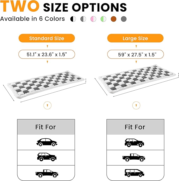 Backseat Dog Bed Mat, Non-Slip Dog Bed for Car Back Seat, Soft & Cozy Dogs Blanket, Washable Travel Pet Mat Seat Protector for Cars, SUVs, Trucks (Grey/White, 51.1" L x 23.6" W x 1.5" Th)