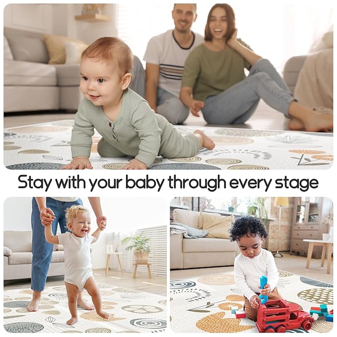 Mloong Baby Play Mat for Floor, 51×79in Playmat for Baby with Carry Bag, Foldable Carlwing Play Mat for Baby,Large Infant Playmat,Indoor & Outdoor Playing Mat, Waterproof