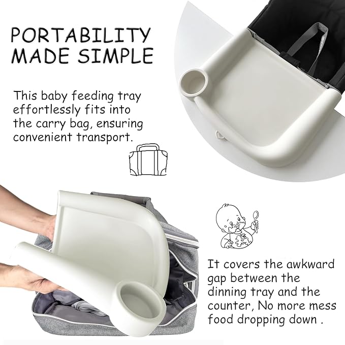 Silicone Baby Dining Tray Compatible with in-gl-esina Fast Table Chair for Chi-cco Fastlock Hook-on Chair Upgrade Suction Cup Design Fills The Gap Between The Tray and The Counter