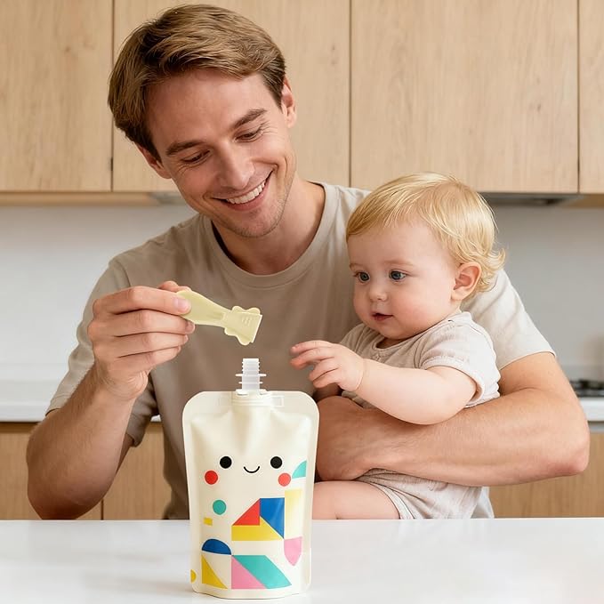 10-Pack Bulk Baby Food Pouch Spoons – Ultimate Daycare & Home Value Set – Universal Fit Silicone Dispensing Tips for Reusable & Disposable Pouches – Dishwasher Safe Spoons with 10 Travel Cases