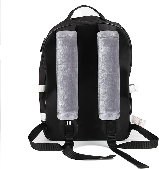 Amooca Soft Faux Fur Universal Fit Seatbelt Cover Car Truck SUV Airplane Seat Belt Shoulder Pad for Carmera Backpack Straps Neck Cushion Protector 2 Pack 10.5in Light Silver Grey