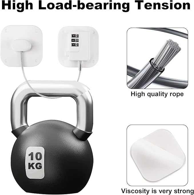 Child Proof Refrigerator Lock, 3 Digit Code Child Proof Fridge Lock for Kids, No Drill Self Adhesive Baby Safety Locks for Oven, Cabinet, Toilet Seat & Furniture, 2 Pack, White