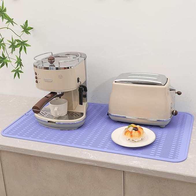MicoYang Silicone Dish Drying Mat for Multiple Usage,Easy clean,Eco-friendly,Heat-resistant Silicone Mat for Kitchen Counter or Sink,Refrigerator or Drawer Liner Light Purple 4XL 32 inches x 18 inches