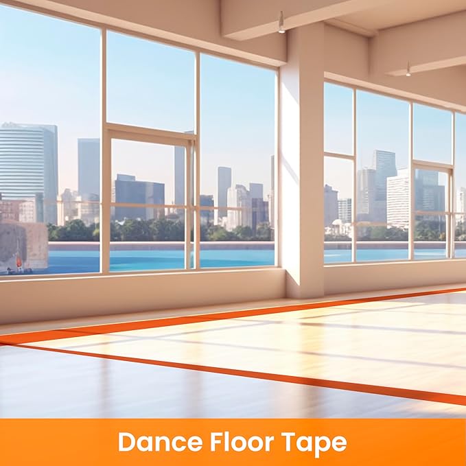 TAPEBEAR Floor Tape Orange Vinyl Tape 2" x 36yds, Floor Caution Marking Dance Splicing Tape Safety Warning Stripe Abrasion-Proof Waterproof for Gym, Warehouse, Traffic Signage, Color Coding, 3Rolls