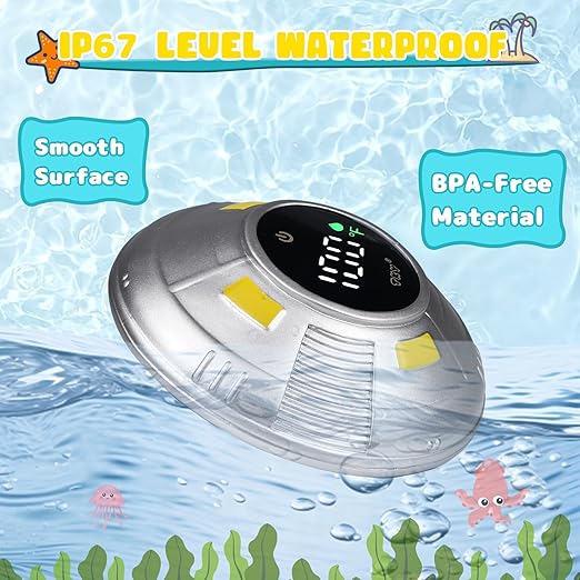 Baby Bath Thermometer with Floating Toys - Digital Water & Room Temperature Monitor, Rechargeable Thermometer with Alerts for Newborn Bath Essentials, Infant Safety