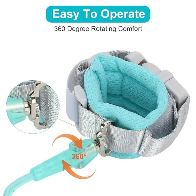 Anti Lost Wrist Link Anti Lost Leash Baby Leash Anti-Lost Wrist Chain with Child Upgraded Safety Locks for Kids (Green 8.2 Feet)