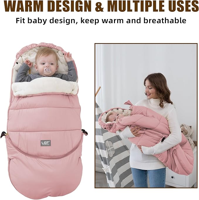 LAT Baby Warm Bunting Bag Universal,Extended and Removable,Stroller Sleeping Bag Cold Weather,Waterproof Toddler Footmuff