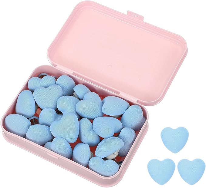 uxcell 20 Pcs Duvet Cover Pins to Hold Comforter Inside, Duvet Clips with Soft Fabric Material for Quilt Cushions Curtains, Light Blue (Heart)