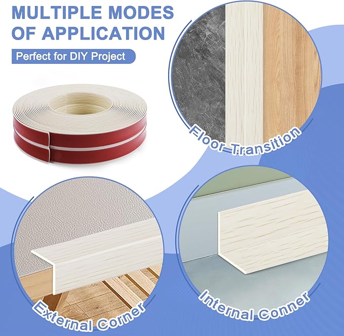 Wall Corner Protector Moulding Trim Peel and Stick Wall Corner Guards Trim Flexible Self Adhesive Edge Protector Moulding, 1.6 in x 10 Ft, Beige Wood