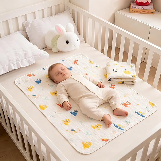 Catteyonce Baby Portable Diaper Changing Pad,Waterproof Changing Mat,Soft Comfortable,Foldable Travel Pad,Toddler Essentials Must Haves,Newborn Shower Gifts(2 Pcs-27"x35"-Astronaut & Fox Banana)