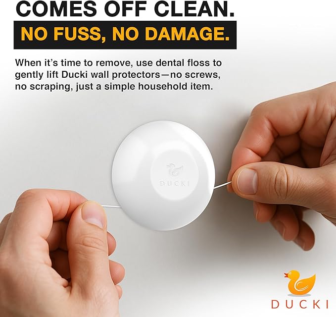Ducki Door Wall Bumper Protector - Self Adhesive Stopping Shield Prevents Damage & Noise for Knob Handle, Refrigerators, Furniture Home or Office, Shock Absorbing, Discreet, Reusable - 6 Pack White