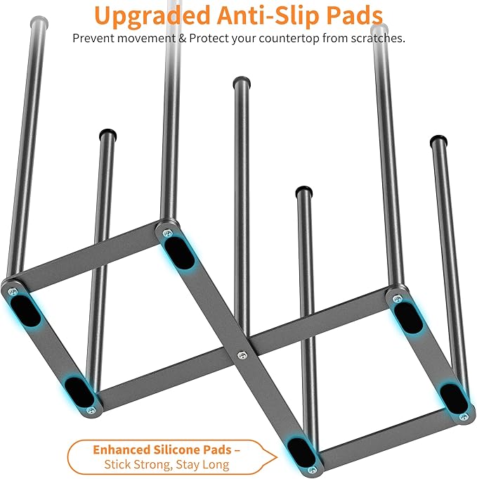 KORRTFID Foldable Bottle Drying Rack, Baby Bottle Drying Rack, Collapsible Cup Draining Holder, Retractable Reusable Storage Bag Dryer with Non-Slip Bottom - Stainless Steels (Starlight Gray)
