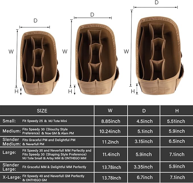 ZTUJO Purse Organizer Insert, Felt Bag Organizer For Handbag Purse Organizer,13 Colors, 6 Size (Large, Silky Brown)