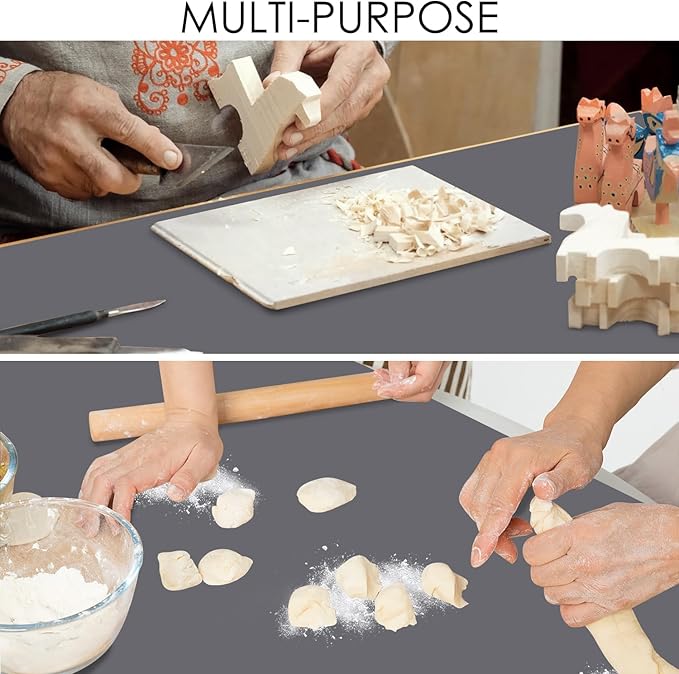 Extra Large Silicone Mat for Kitchen Counter, 31.5x23.6 Inch Heat Resistant Mat Countertop Protector, Non-Stick and Thick Silicone Pad Silicone Baking Mat for Dough and Pastry, Dark Gray