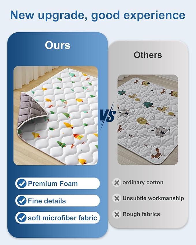 Odorless Premium Foam Baby Play Mat 47" x 47", Soft Microfiber Fabric Crawling Mat for Floor- Comfortable and Hypoallergenic, Non-Slip Cushioned Floor Playpen mat for Infants,Babies,Toddlers, Forests