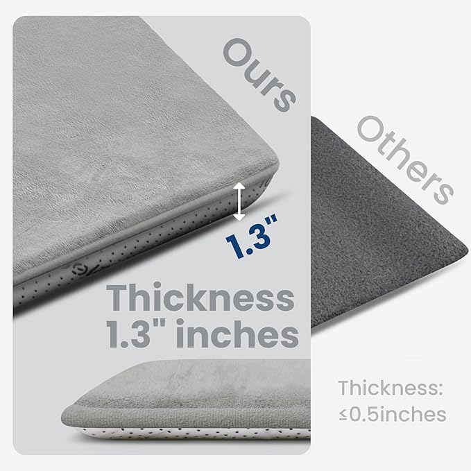 Baby Play Mat for Floor,1.3" Thick Memory Foam Tummy Time Mat,Soft Coral Velvet Nursery Rug,Extra Large Non Slip Crawling Mats for Living Room(Light Grey)
