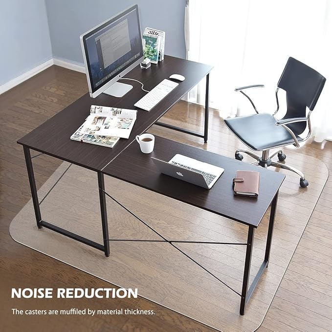 SALLOUS Chair Mat for Hard Floors, 50" x 60" Office Chair Mat for Hardwood Floor, Slip Resistant Floor Protector Desk Mat for Home Office, Waterproof Vinyl Floor Mat for Gaming Chairs (Clear)