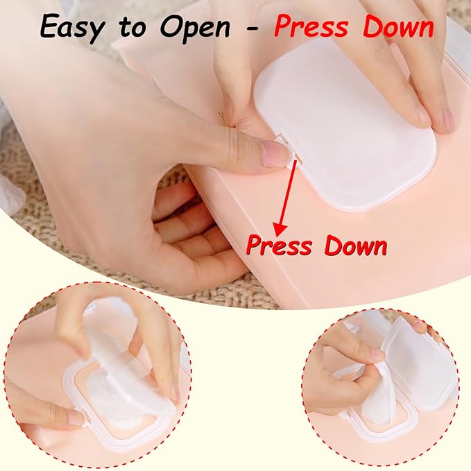 4 Pack Wipes Dispenser, Seposeve Portable Baby Wipe Case, Refillable Baby Wipes Container, Wipe Holder, Keeps Wipes Fresh, Reusable Wet Wipe Pouch for Outdoor Outing, Camping, Hiking. PureColor