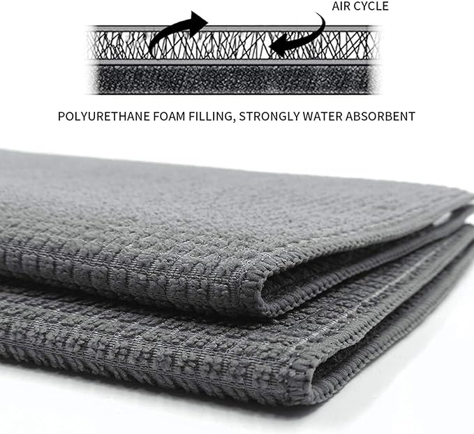 Topsky Microfiber Dish Drying Mat 2 Pack, 20 X 15 Inch Kitchen Counter Mats Reversible Baby Bottles Dish Dry Pad,Super Absorbent Gray