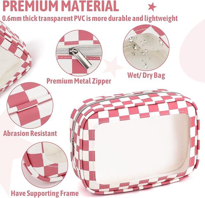 YOPCDJ 5PCS Diaper Bag Organizer Pouch Set, TSA Approved Toiletry Bag, Clear Waterproof TPU Makeup Bag Set Travel Organizer Bags for Women and Kids
