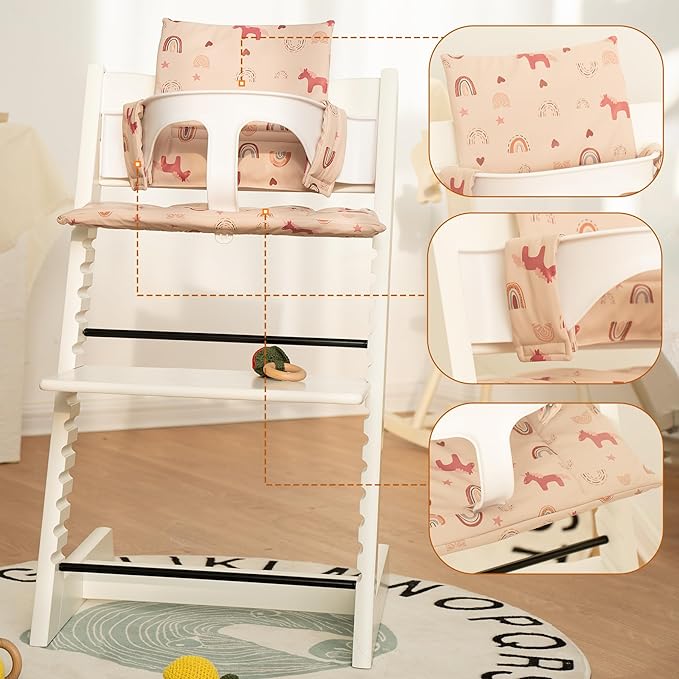 Baby Cushion Set Soft and Comfort High Chair Cushion for Infant, Toddler High Chair Accessories Easy to Clean and Install, DJ Pink