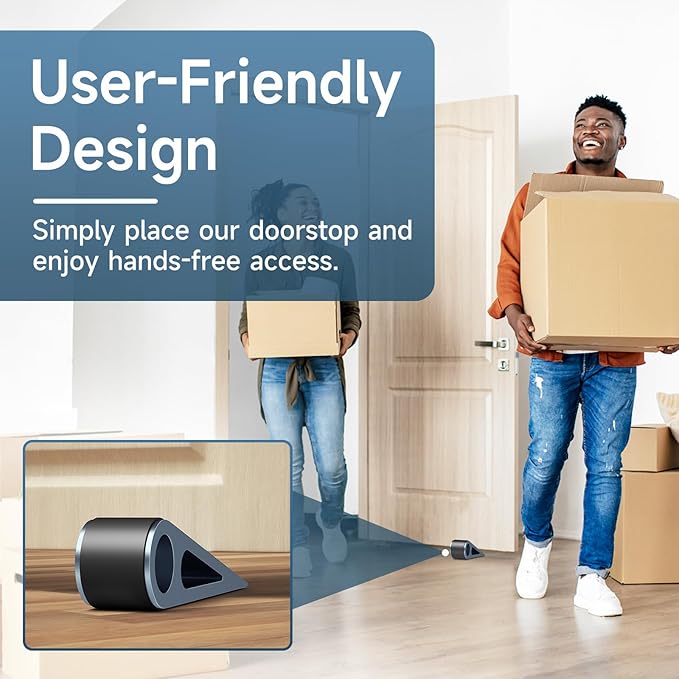 2 Pcs Heavy Duty Door Stopper for Bottom of Door, Aluminum & Rubber Door Stop Wedge- Keep Doors Open in Home, Apartment, Office, Hotel, 4.92L*1.02W*1.22H Inch,Blue