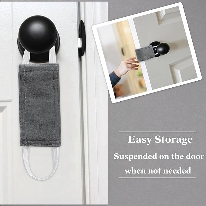 PONY DANCE Velvet Door Silencer Door Closer Cushion - Nursery Door Jammer Latch Covers for Noise Reducing Quiet Doors Baby Toddler Safety, Pack-3, 4 x 2 Inch, Grey