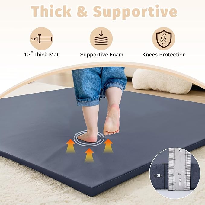 Waterproof Baby Play Mat for Floor 1.3"Thick Memory Foam 74 * 50 Cushion Playpen Playmat Tummy Time Crawling Mat Nursery Rug Pad Mattress Create Soft & Safe Area for Infants,Toddler,Kids,Navy