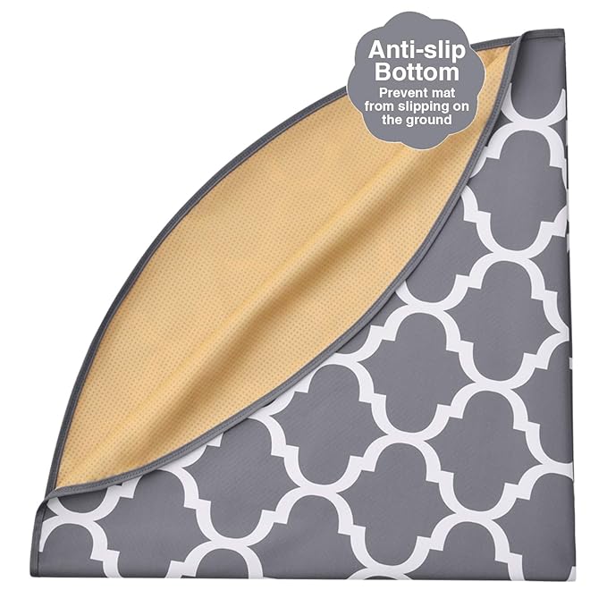 Round Splat Mat for Under High Chair/Arts/Crafts by CLCROBD, 53" Baby Anti-Slip Food Splash and Spill Mat for Eating Mess, Waterproof Floor Protector and Table Cloth (Round Lattice)