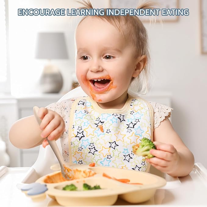 6 Piece Silicone Baby Feeding Spoons, First Stage Infant Soft-Tip Easy on Gums, Training Spoon Self-feeding, Utensils Supplies, Dishwasher & Boil-proof - Blue