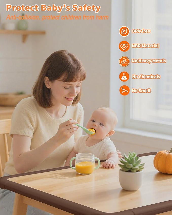 QYV Edge Corner Protector Baby Proofing, 6.56FT 0.6'' Thicken L-Shape Furniture Fireplace Safety Bumper Guard with 6 Corners, Pre-Taped, Soft NBR Rubber Foam, Table Edge Protector for Baby (Coffee)