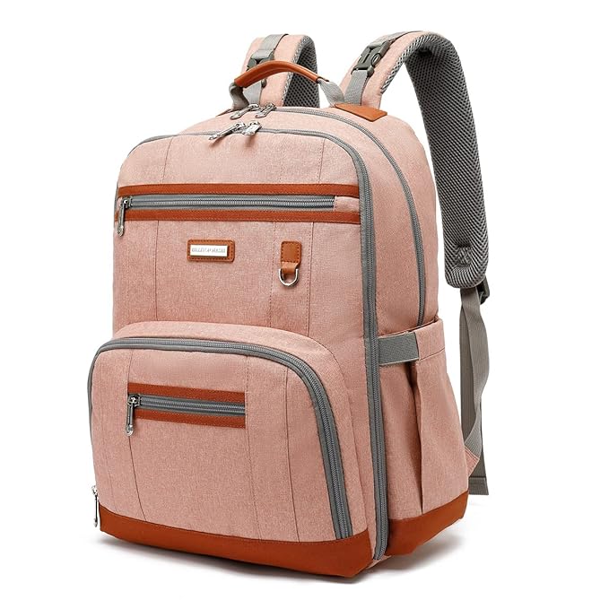 BILLITON MASHI Diaper Bag Backpack, Large Baby Nappy Bags with Portable Changing Pad for Boys and GirlsMultifunction Travel Baby Bag for Moms Dads, Shower Gifts Waterproof and Stylish，Deep Powder