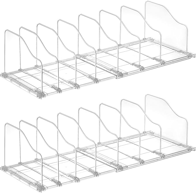 Vtopmart Free-Adjustable Purse Organizer for Closet with 4 Base, Clear Handbags Storage Organizer, Fits Different Bag Sizes & Closet Shelf, Expandable Plastic Shelf Dividers for Handbags, Wallets