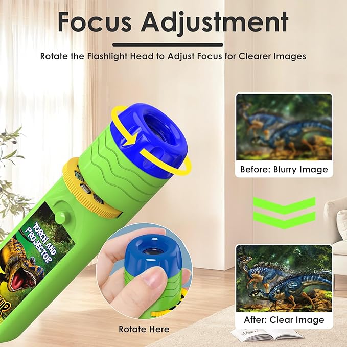 Pup Go 2 in 1 Dinosaur & Animal Torch and Projector Toy for Kids Ages 3 4 5 6 7 Years Old, Educational Learning Toys with 6 Discs 48 Images, Bedtime Night Light for Boys Girls Children (Dino+Animal)