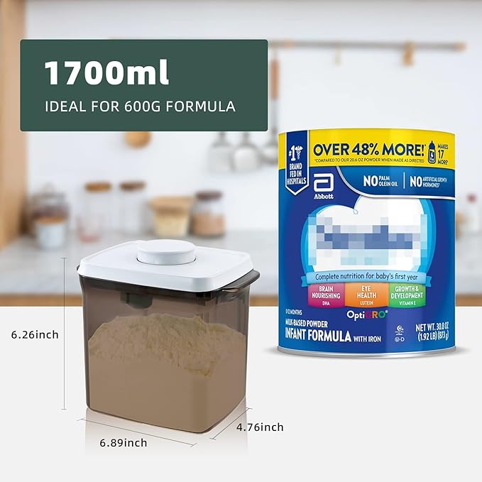 Formula Container for Home 1700ml - 2 Pack Baby Formula Dispenser Pop Up Milk Powder Container, 21OZ, 1.32LB, 600g, Brown