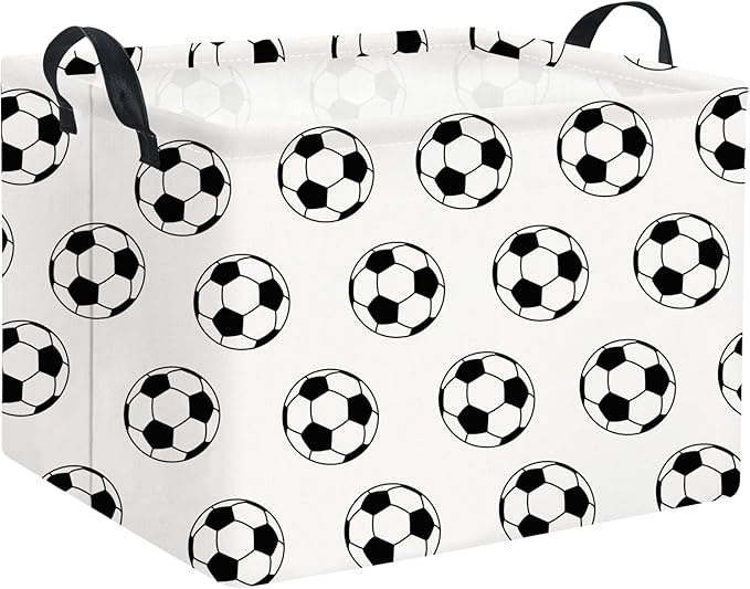 TIBAOLOVER Rectangular Soccer Basket Kids Baby Storage Basket Cute Kids Toy Storage Bin Organizer Shelf Book Room Decor(Soccers)