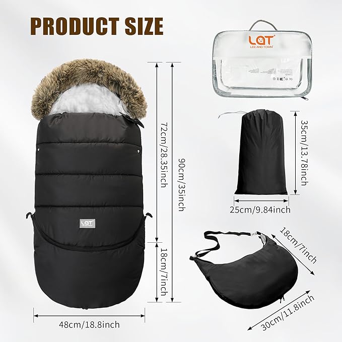 LAT Baby Warm Bunting Bag Universal,Extended and Removable,Stroller Sleeping Bag Cold Weather,Waterproof Toddler Footmuff