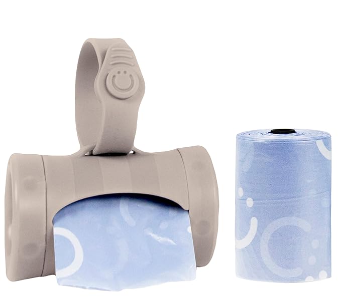 Ubbi Retractable On-the-Go Bag Dispenser for Baby Travel,Diaper Bag Accessory Must Have for Newborns,Helpful Baby Accessory,Taupe,(Pack of 12)