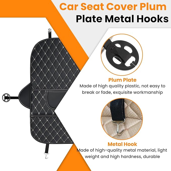 Aifeier ET 40Pcs Car Seat Cover Plum Plate Metal Hooks, 20 Pcs Plastic Car Seat Cover Chucks and 20 Pcs Metal Hooks Locking Clip, Card Fixed Fastener Buckle Replacement Accessories（Black