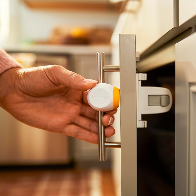 Safety 1st Adhesive Magnetic Cabinet Locks, Includes 2 Child Locks for Cabinets & Drawers, 1 Key, White