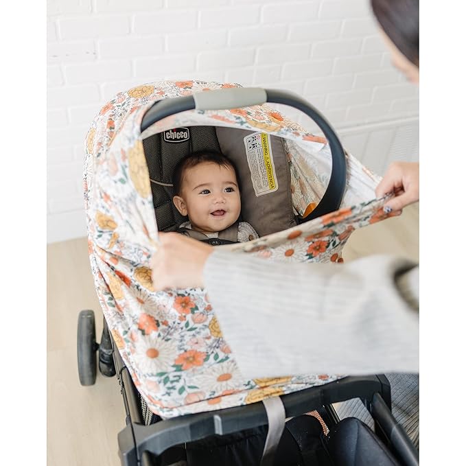 Konssy Baby Car Seat Covers- Multi-use Carseat Canopy for Babies, Stretchy Infant Carseat Cover Boy, Shower Gifts for Unisex Boys and Girls