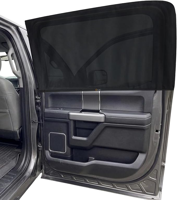 EcoNour Rear Side Window Shades for Ford F-150 2015–2020 | Custom Fit Stretch Mesh Sun Shades for Heat Reduction, UV Protection & Privacy | Truck Window Cover Accessories
