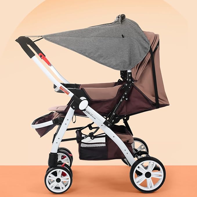 Universal Stroller Sun Shade UV Sun Protection Shade Blackout Cover Waterproof Baby Stroller Cover UPF50+ Pushchair Shield Canopy with Viewing Window Detachable Rain Sunshade Canopy Shield Pram Buggy