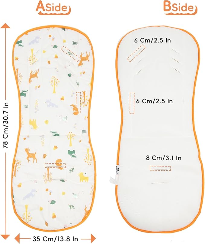 Universal Baby Stroller Seat Liners,Reversible Soft and Comfortable Baby Stroller Seat Cushion,Kids Seat Pads for Toddlers & Preschoolers -30 * 13.8'',1 Pack(Autumn Forest)
