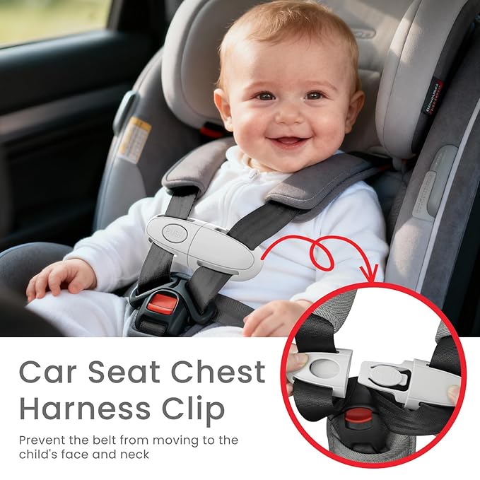 Universal Child Car Seat Chest Harness Clip – Kids Seat Belt Adjuster & Anti Escape Buckle Guard, Child Safety Car Seat Belt Lock Clip, Toddler Seatbelt Locking Clip for Stroller & Booster (Gray)